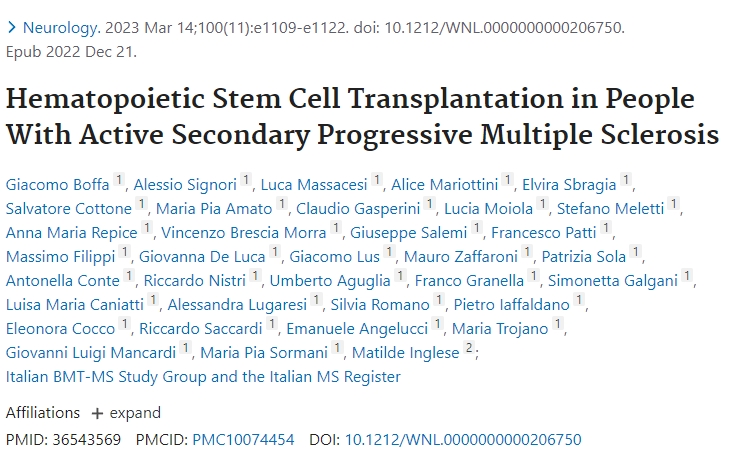 神經(jīng)病學(xué)：活動性繼發(fā)性進(jìn)行性多發(fā)性硬化癥患者的造血干細(xì)胞移植