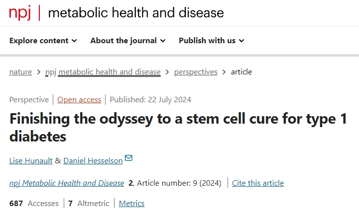 《自然》子刊：完成干細(xì)胞治療1型糖尿病的奧德賽之旅