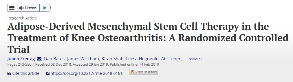 脂肪間充質(zhì)干細(xì)胞療法治療膝關(guān)節(jié)骨關(guān)節(jié)炎：一項(xiàng)隨機(jī)對照試驗(yàn)