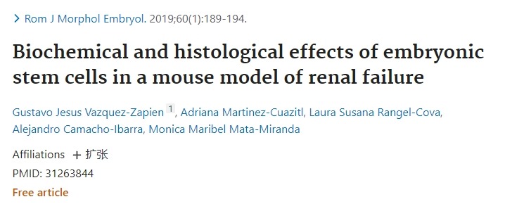 胚胎干細胞在小鼠腎衰竭中的生化和組織學作用