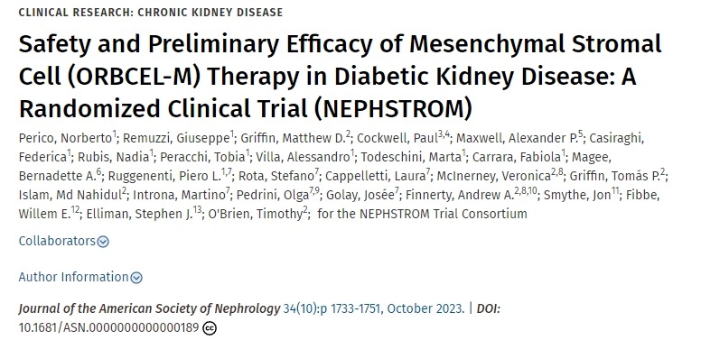 間充質基質細胞治療糖尿病腎病的安全性和初步療效