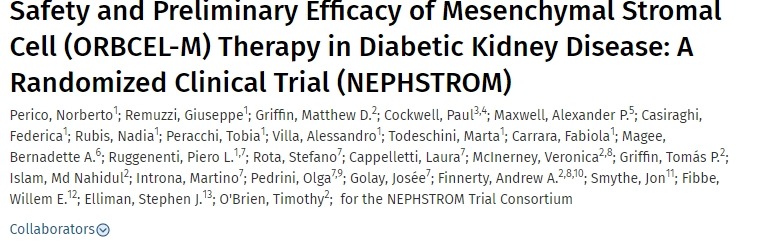 間充質干細胞治療糖尿病腎病的安全性和初步療效