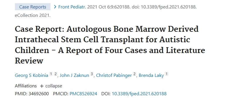 病例報告：自閉癥兒童自體骨髓來源的鞘內(nèi)干細(xì)胞移植 - 4 例報告及文獻綜述