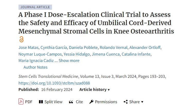 一項(xiàng)I期劑量遞增臨床試驗(yàn)，評(píng)估臍帶間充質(zhì)基質(zhì)細(xì)胞在膝關(guān)節(jié)骨關(guān)節(jié)炎中的安全性和有效性