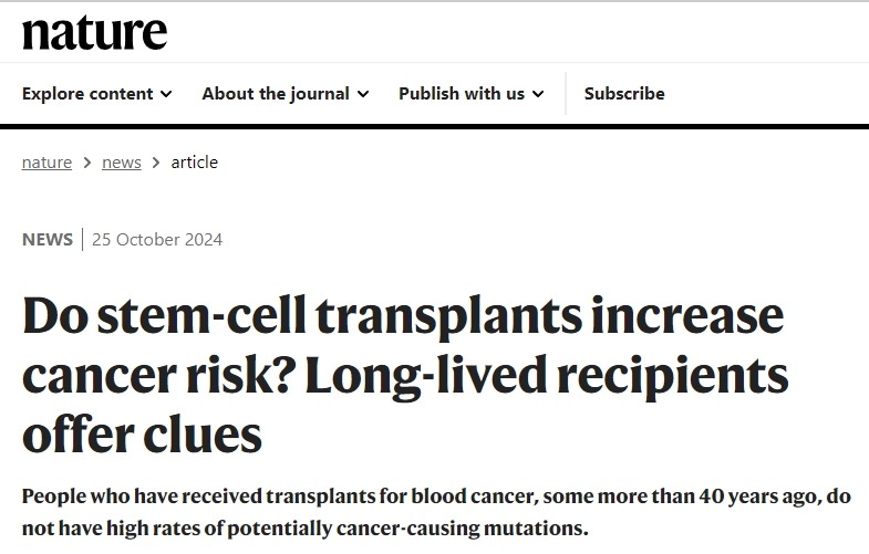 干細胞移植會增加癌癥風險嗎？長壽接受者提供線索