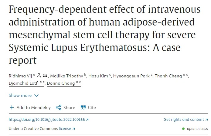 靜脈注射人類脂肪間充質(zhì)干細胞治療重度系統(tǒng)性紅斑狼瘡的頻率依賴性效應：病例報告