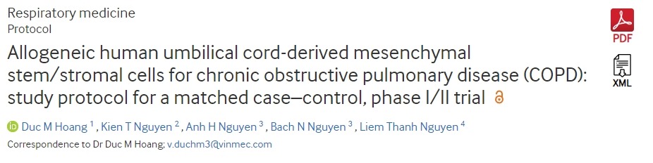 同種異體人臍帶間充質干細胞/基質細胞治療慢性阻塞性肺病 (COPD)：匹配病例對照、I/II期臨床試驗的研究方案
