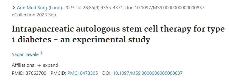 胰腺內自體干細胞治療1型糖尿病——一項實驗研究