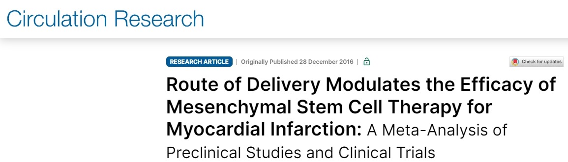 間充質(zhì)干細胞治療心肌梗死的療效受給藥途徑的影響：臨床前研究與臨床試驗的分析