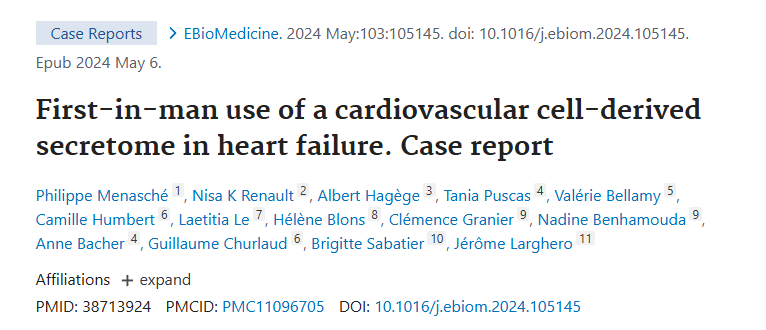 首次在人體中使用心血管細(xì)胞衍生的分泌蛋白治療心力衰竭—病例報(bào)告