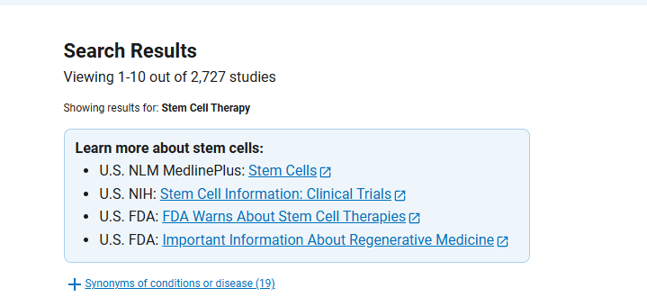 clinicaltrials.gov網(wǎng)站上注冊(cè)的有關(guān)干細(xì)胞治療的臨床研究項(xiàng)目有2727項(xiàng)