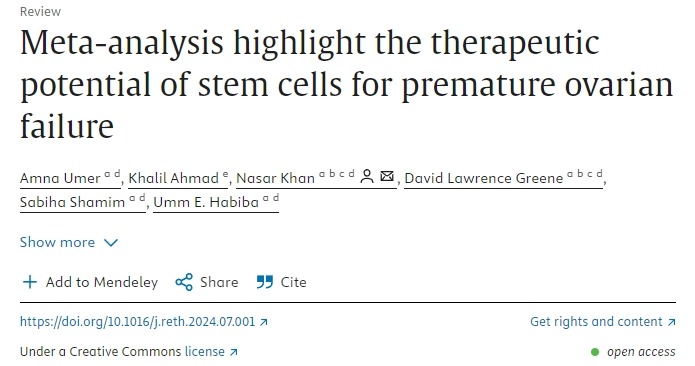 薈萃分析強調(diào)了干細胞治療卵巢早衰的潛力