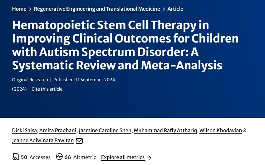 造血干細(xì)胞治療對(duì)改善自閉癥譜系障礙兒童臨床療效的影響