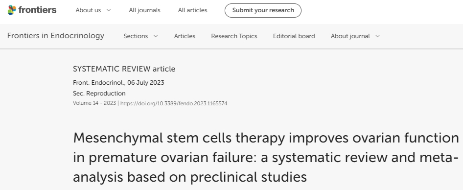 間充質(zhì)干細(xì)胞療法改善卵巢早衰患者的卵巢功能：基于臨床前研究的系統(tǒng)綜述和薈萃分析