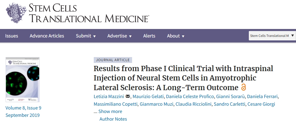 神經(jīng)干細(xì)胞脊柱內(nèi)注射治療肌萎縮側(cè)索硬化癥的I期臨床試驗結(jié)果：長期結(jié)果